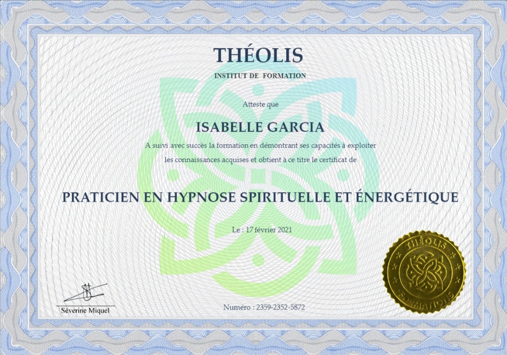 photo diplome Isabelle Garcia (ACOR’IS) 