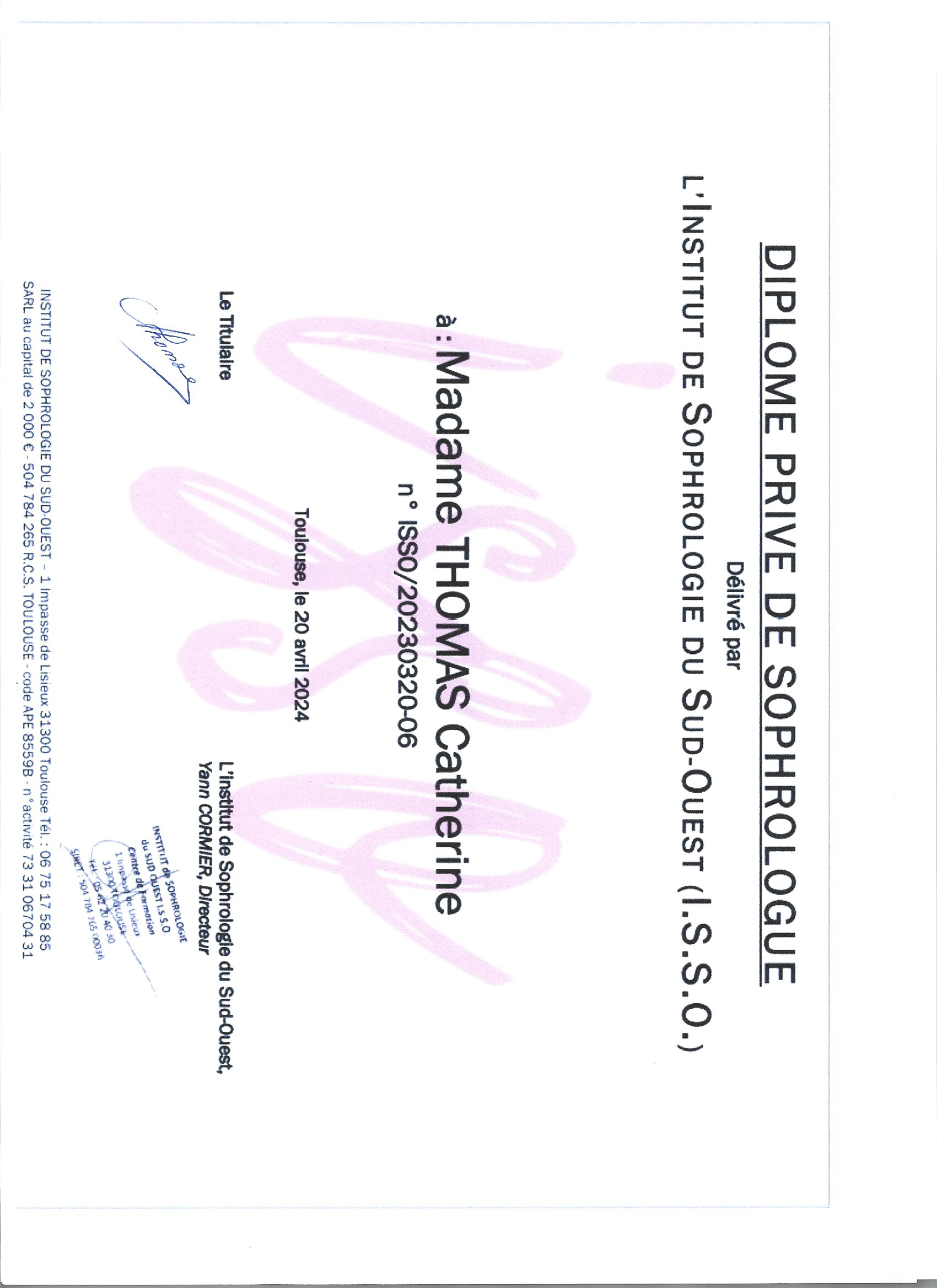 photo diplome Catherine Thomas