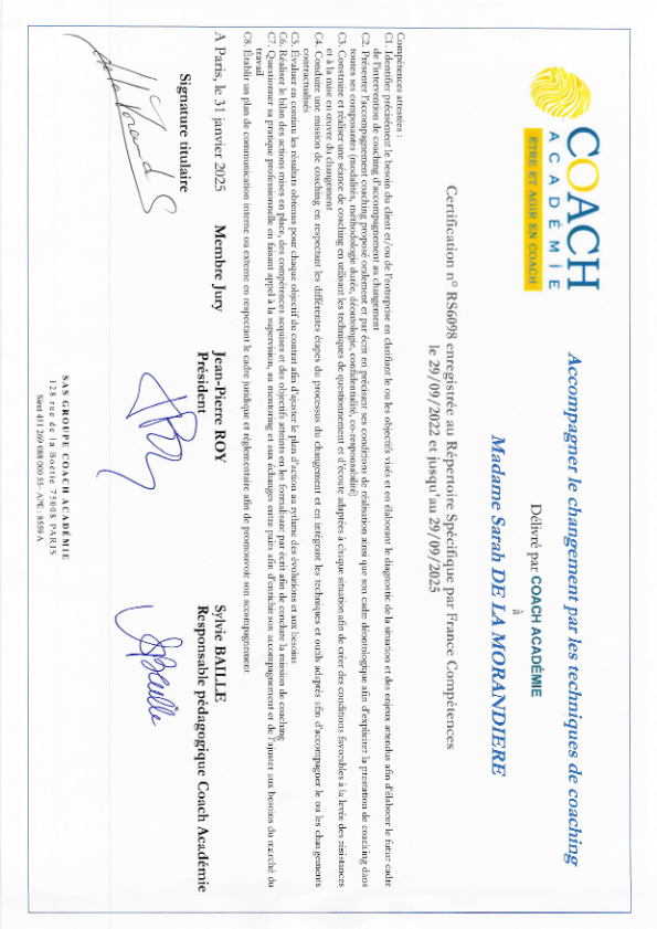 photo diplome Sarah JULLIOT DE LA MORANDIERE