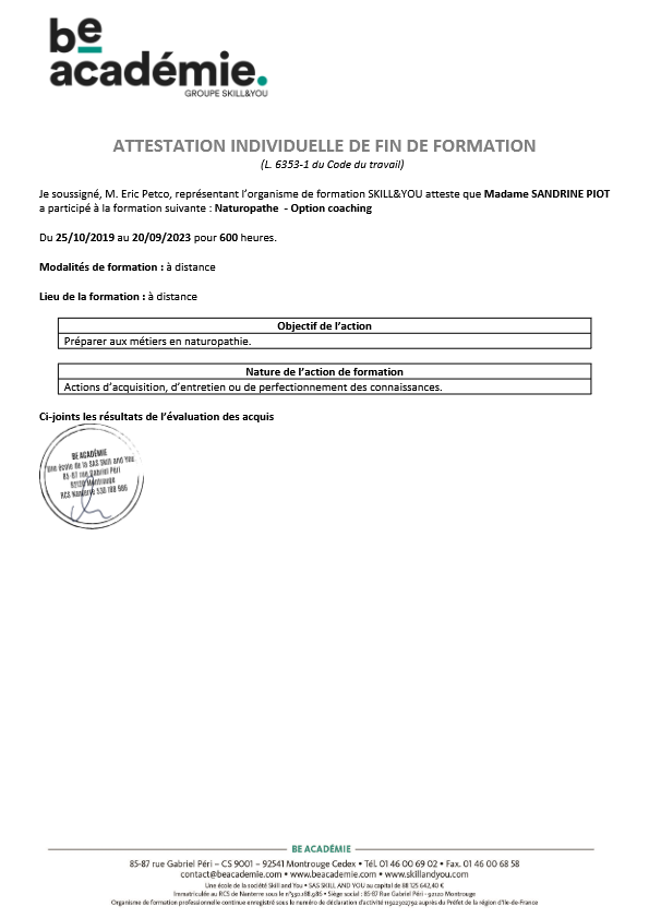 photo diplome Sandrine BARBIER