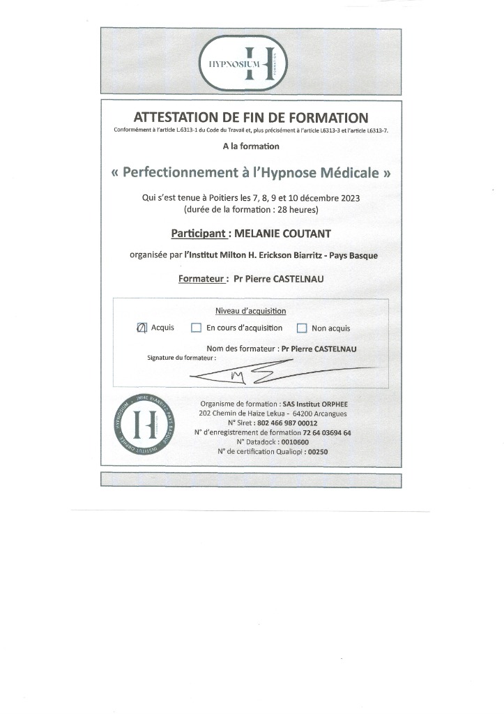 photo diplome Mélanie Coutant