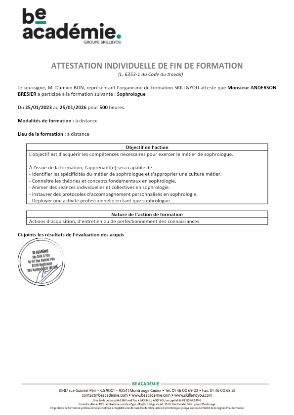 photo diplome Anderson BRESIER