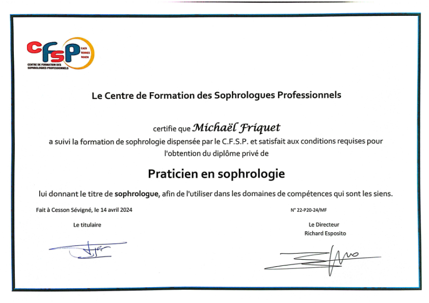 photo diplome Michaël Friquet