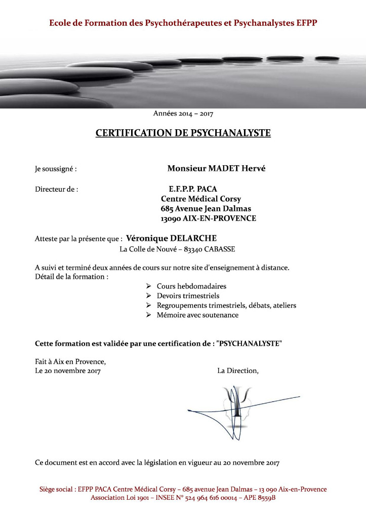 photo diplome Véronique Delarche