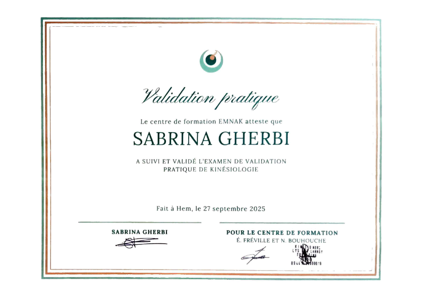 photo diplome Sabrina GHERBI - LE PHOENIX SACRE