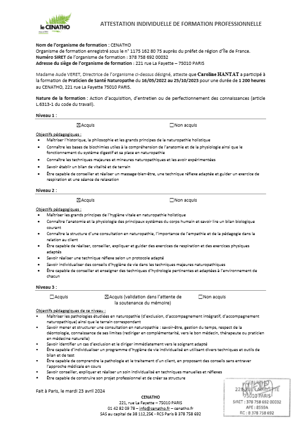photo diplome Caroline Hantat