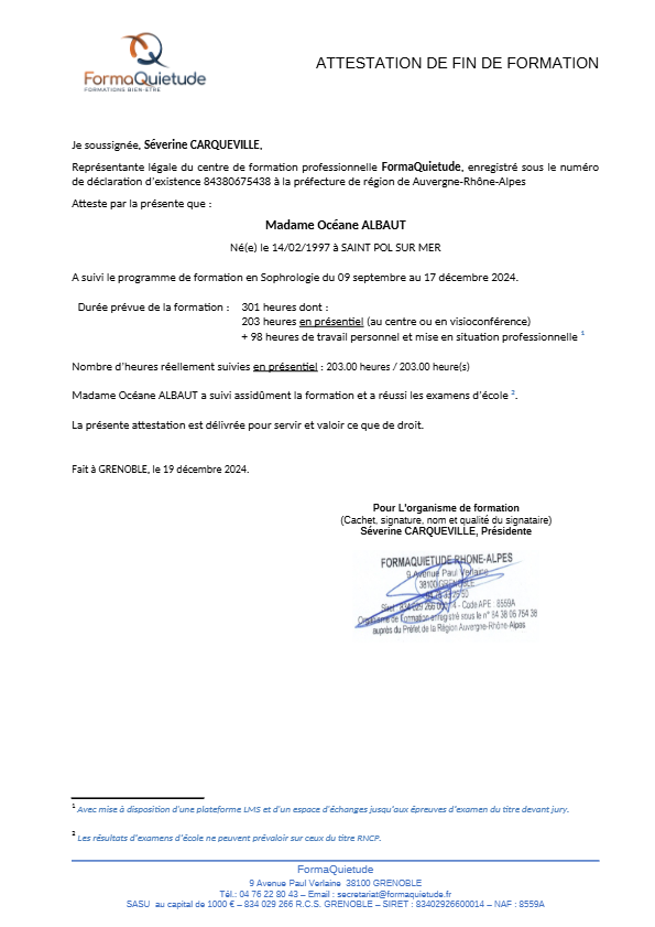 photo diplome Océane ALBAUT