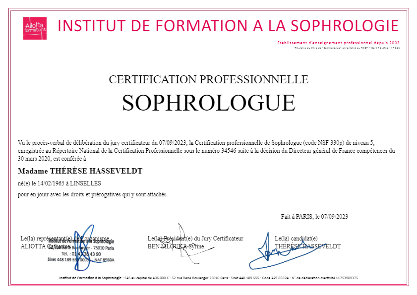 photo diplome THERESE HASSEVELDT