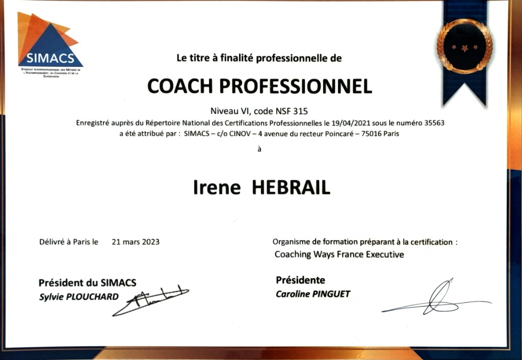 photo diplome Irène HEBRAIL