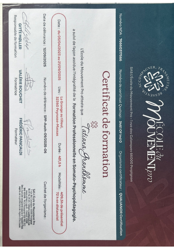 photo diplome Grain de Flow par Tatiana Grandhomme