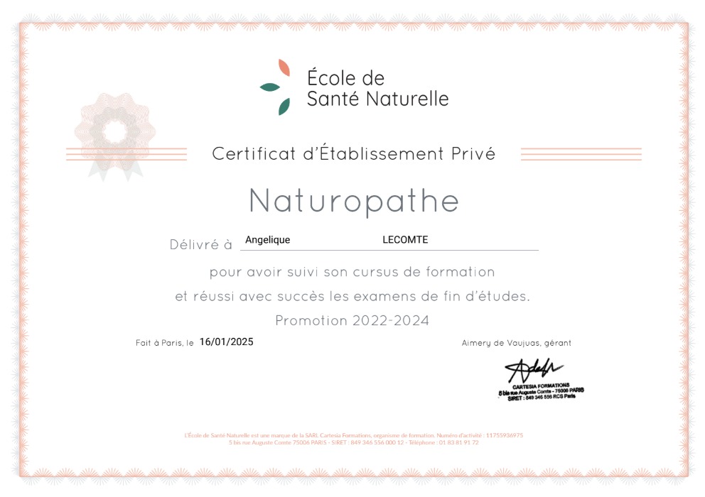 photo diplome Angélique Lecomte