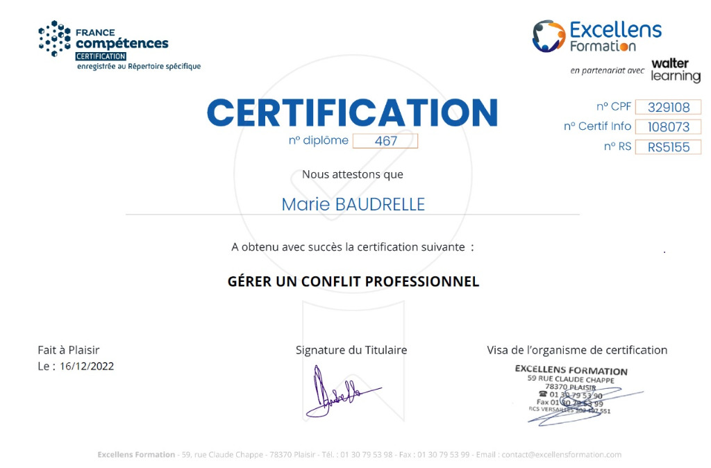 photo diplome Marie Baudrelle