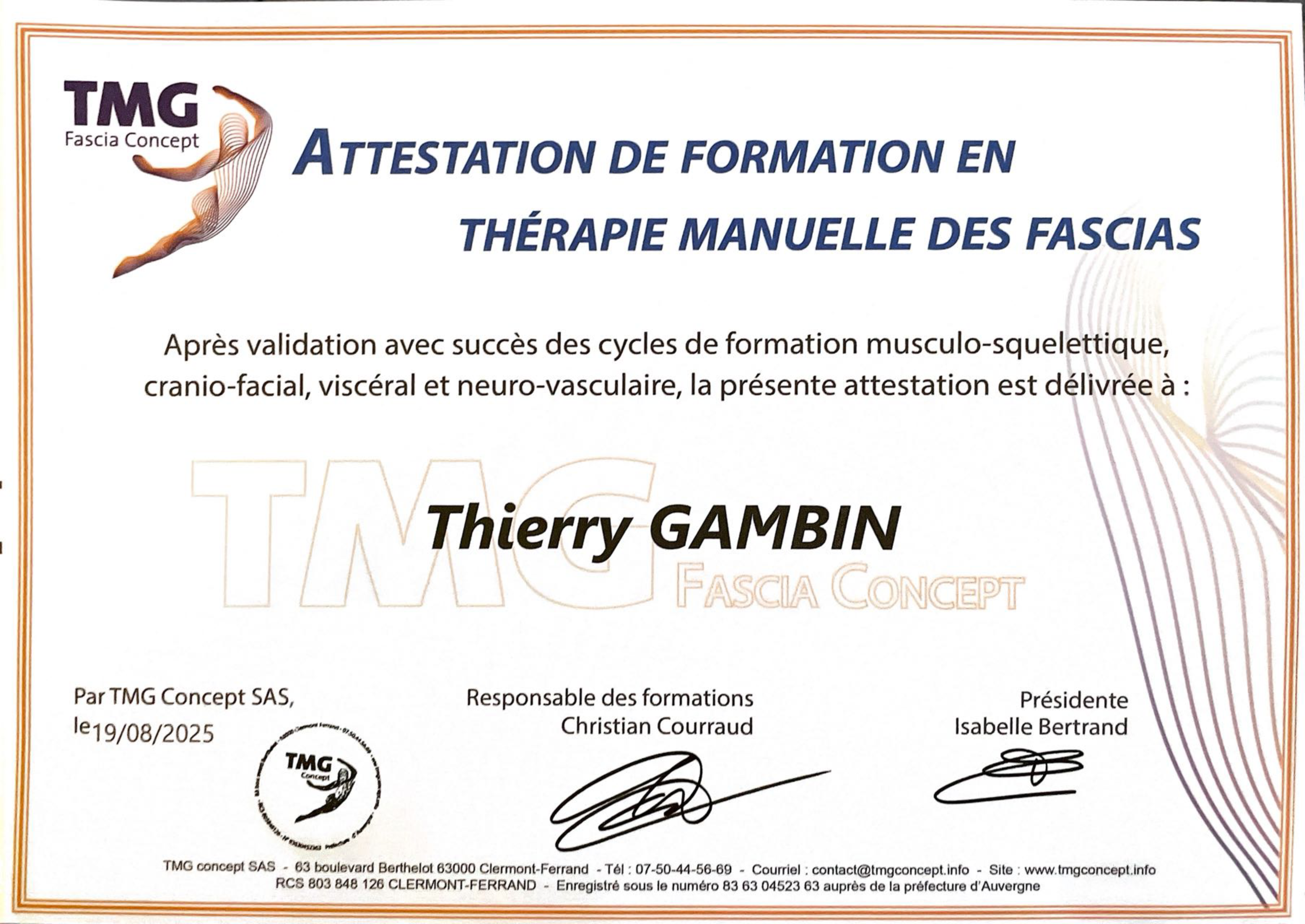 photo diplome Thierry Gambin