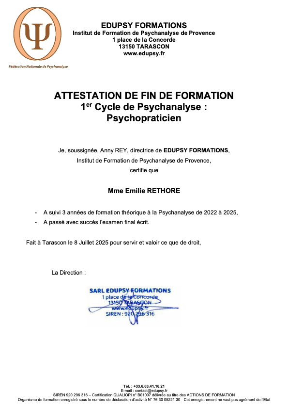 photo diplome Emilie RETHORE