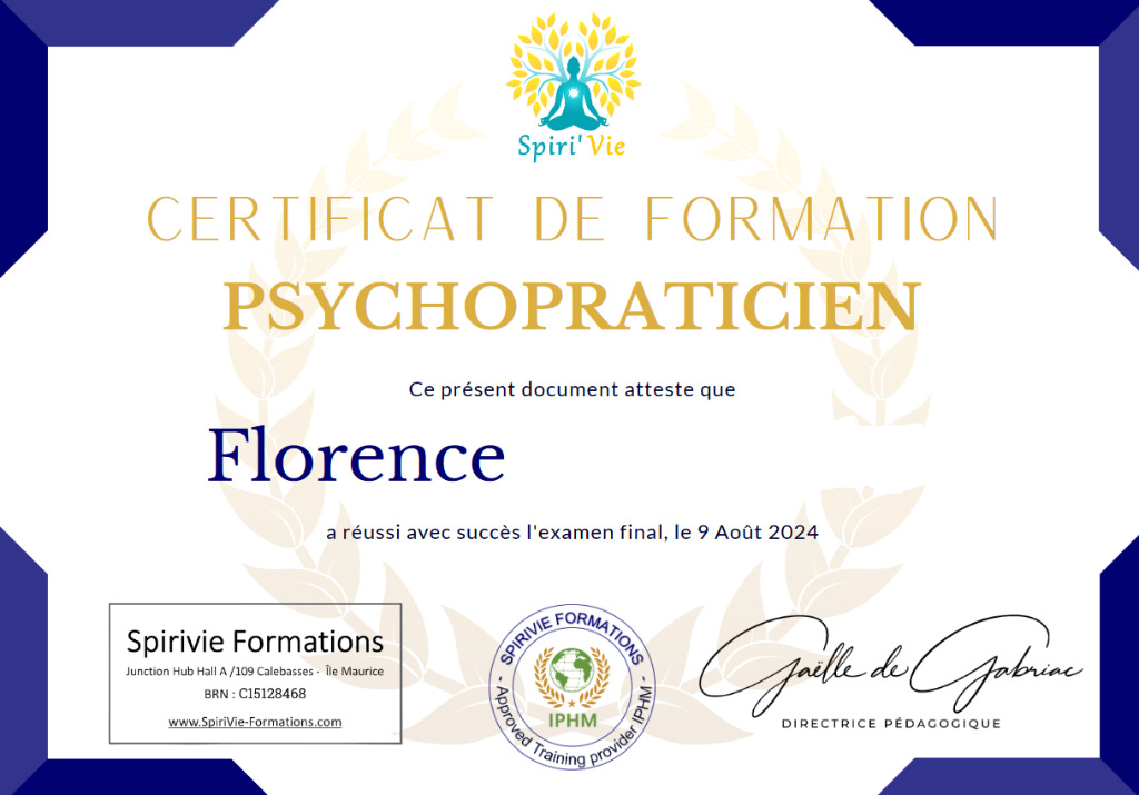 photo diplome Cabinet Flora Mentis