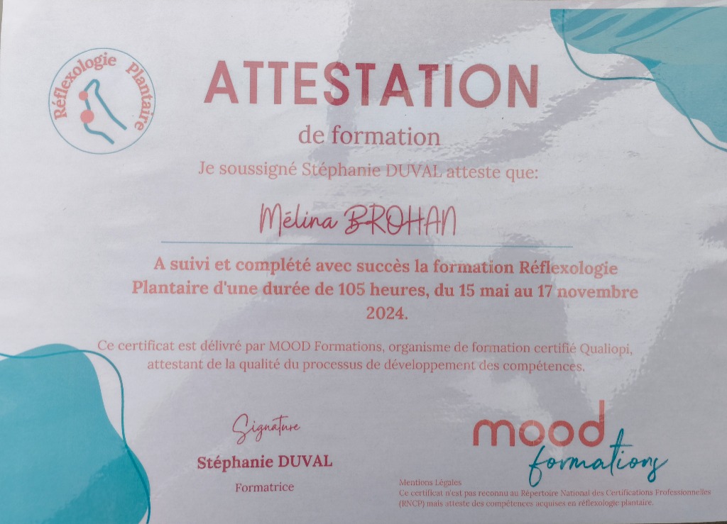 photo diplome Mélina Brohan