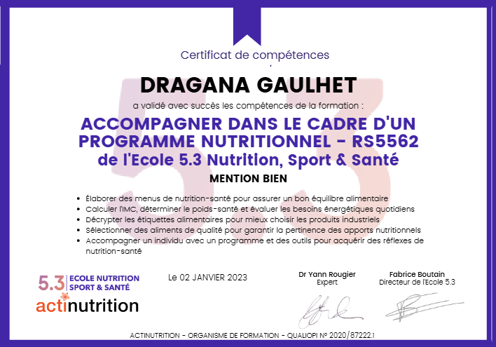 photo diplome Dragana Gaulhet