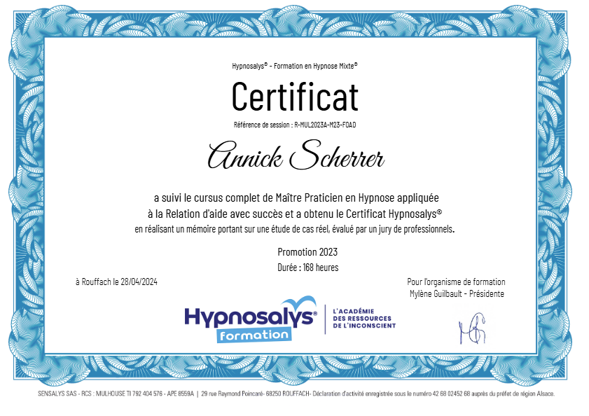 photo diplome Annick Meny-Scherrer