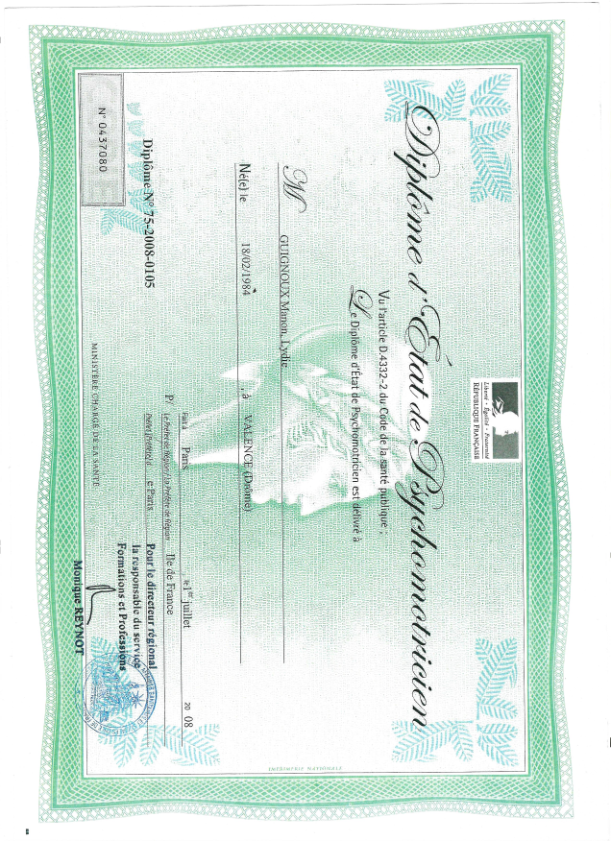 photo diplome Cabinet de magnétisme Manon des Sources