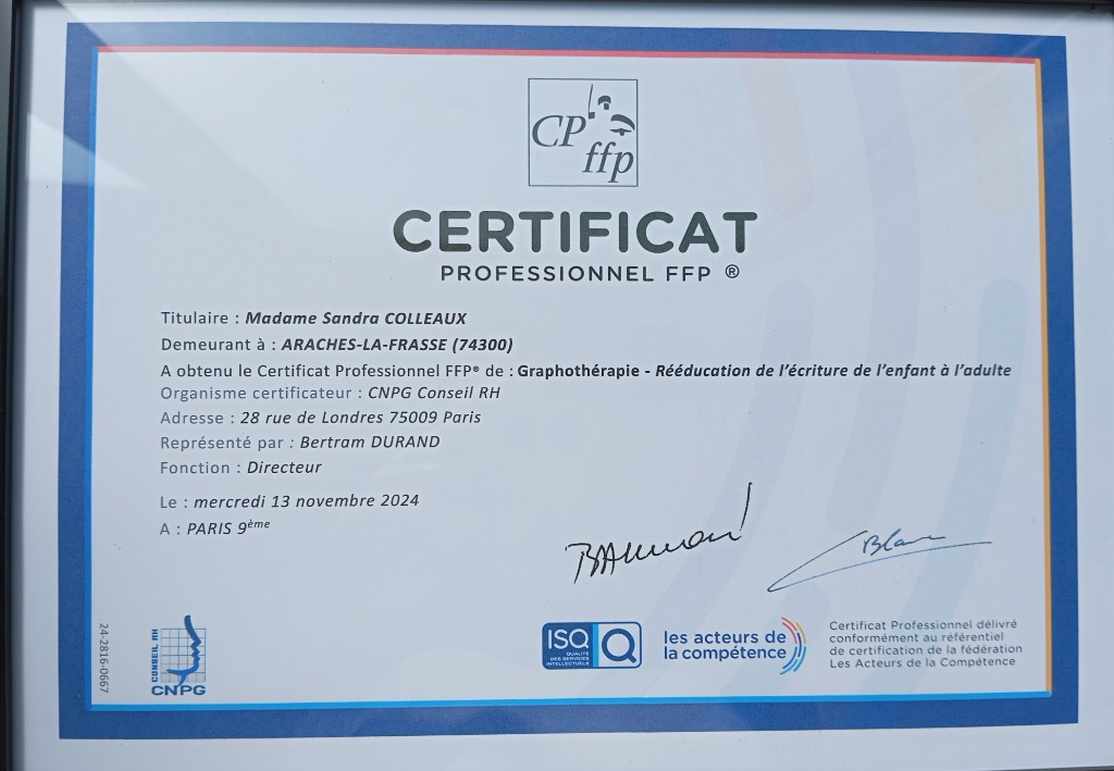 photo diplome Le plaisir d’écrire 