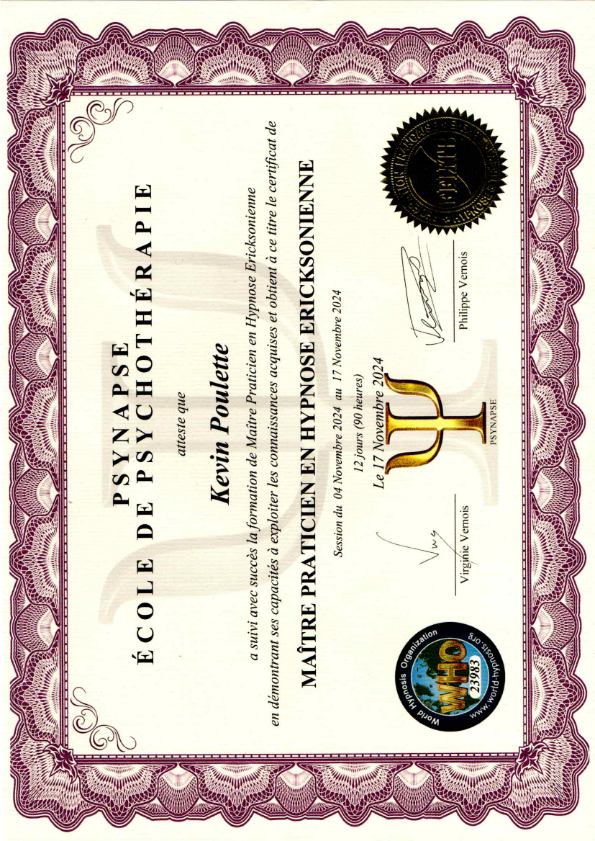 photo diplome Kevin POULETTE