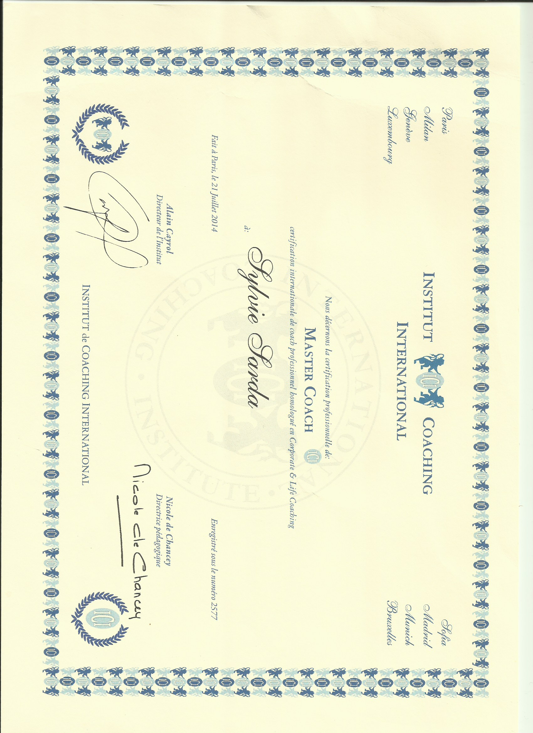 photo diplome SYLVIE SARDA