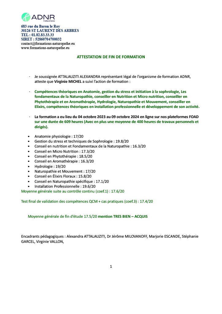 photo diplome Virginie Michel