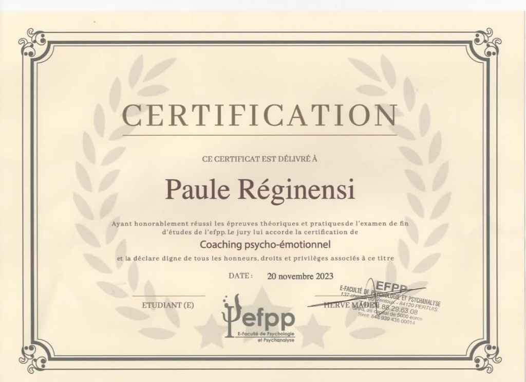 photo diplome Paule REGINENSI