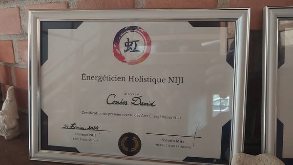 photo diplome David Combes Energéticien et méditation