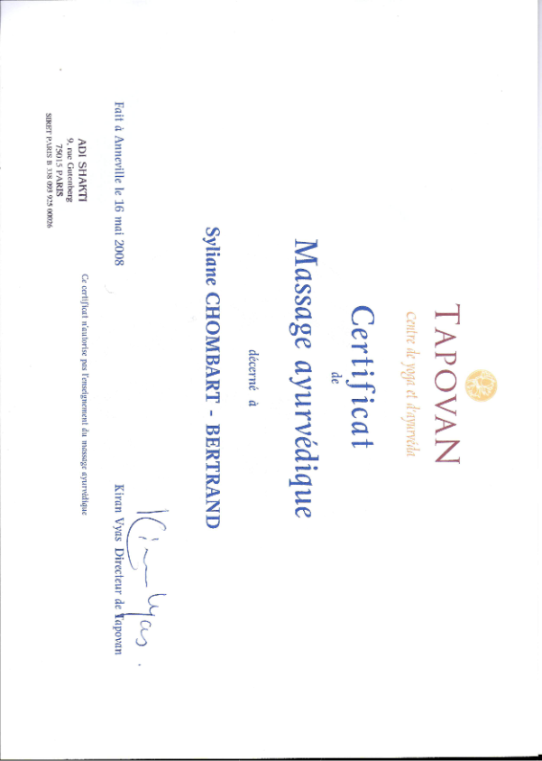 photo diplome Syliane CHOMBART-BERTRAND