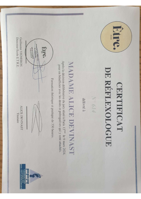 photo diplome ALICE DEVINAST