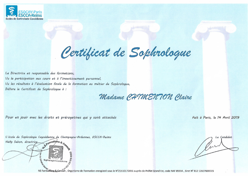 photo diplome Claire CHIMENTON 