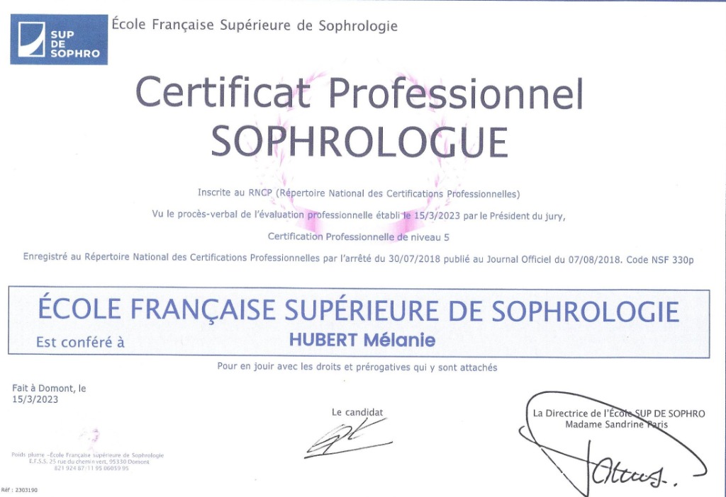 photo diplome Mélanie Hubert