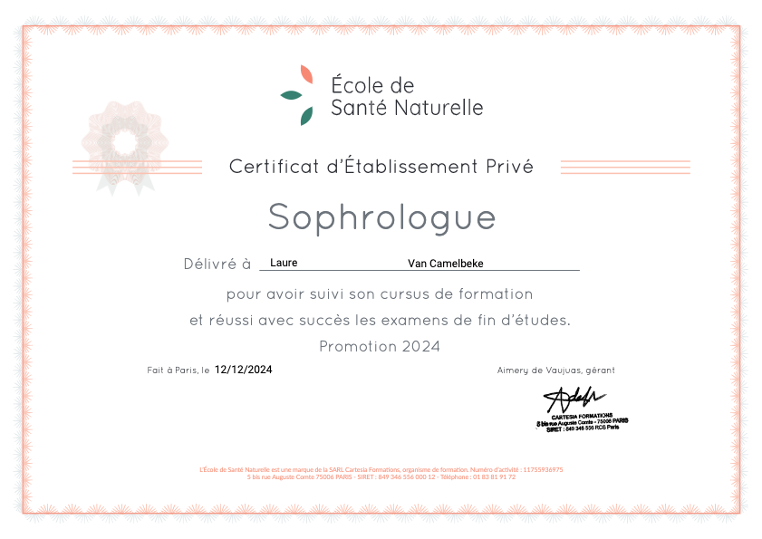 photo diplome Laure Van Camelbeke