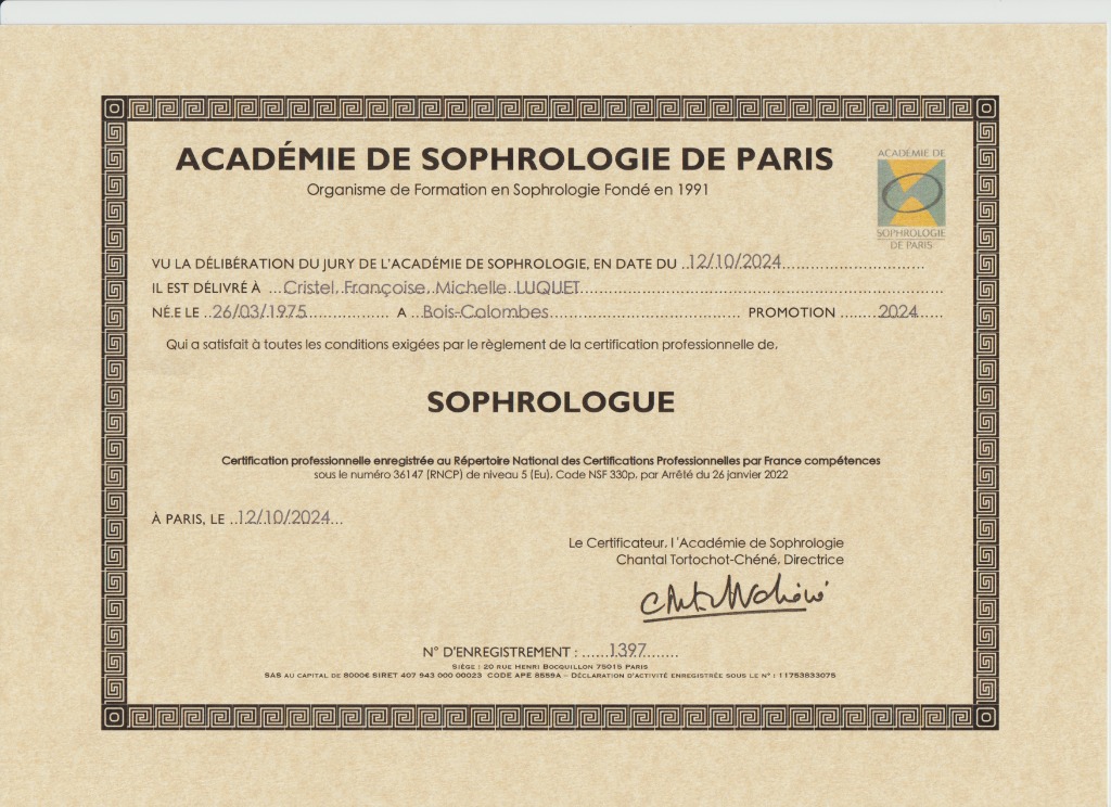 photo diplome Cristel LUQUET