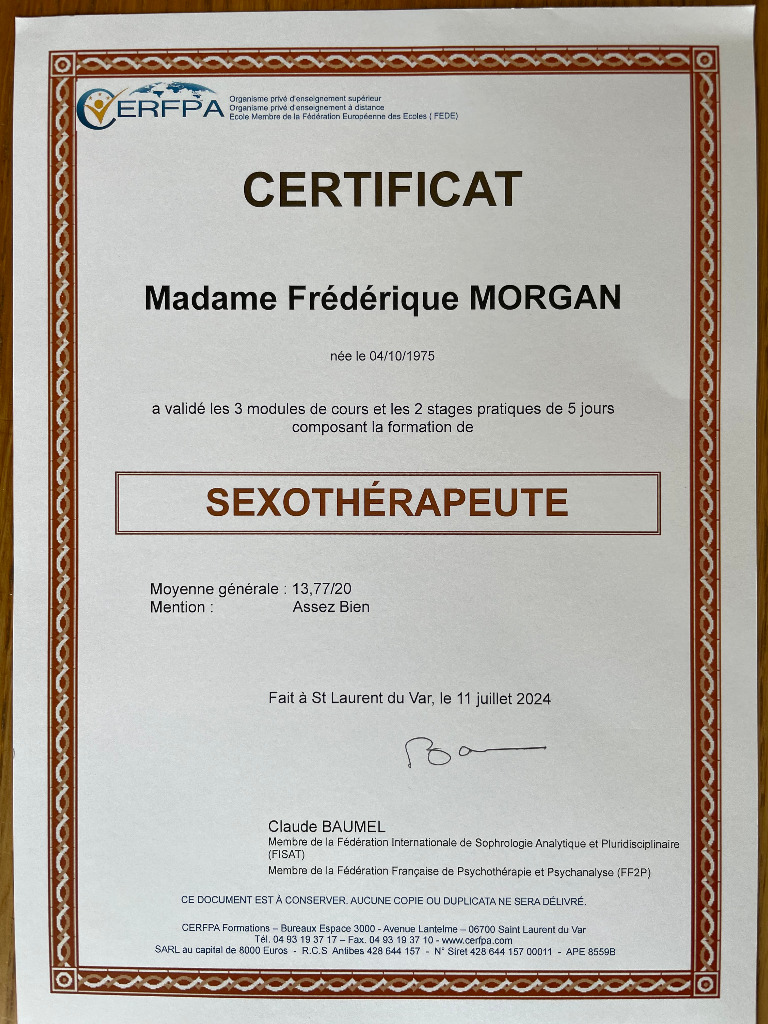 photo diplome Frédérique Morgan