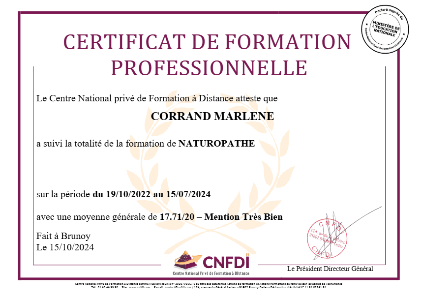 photo diplome Marlène Corrand