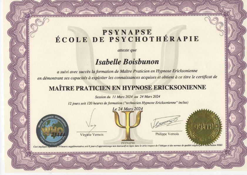 photo diplome Isabelle boisbunon