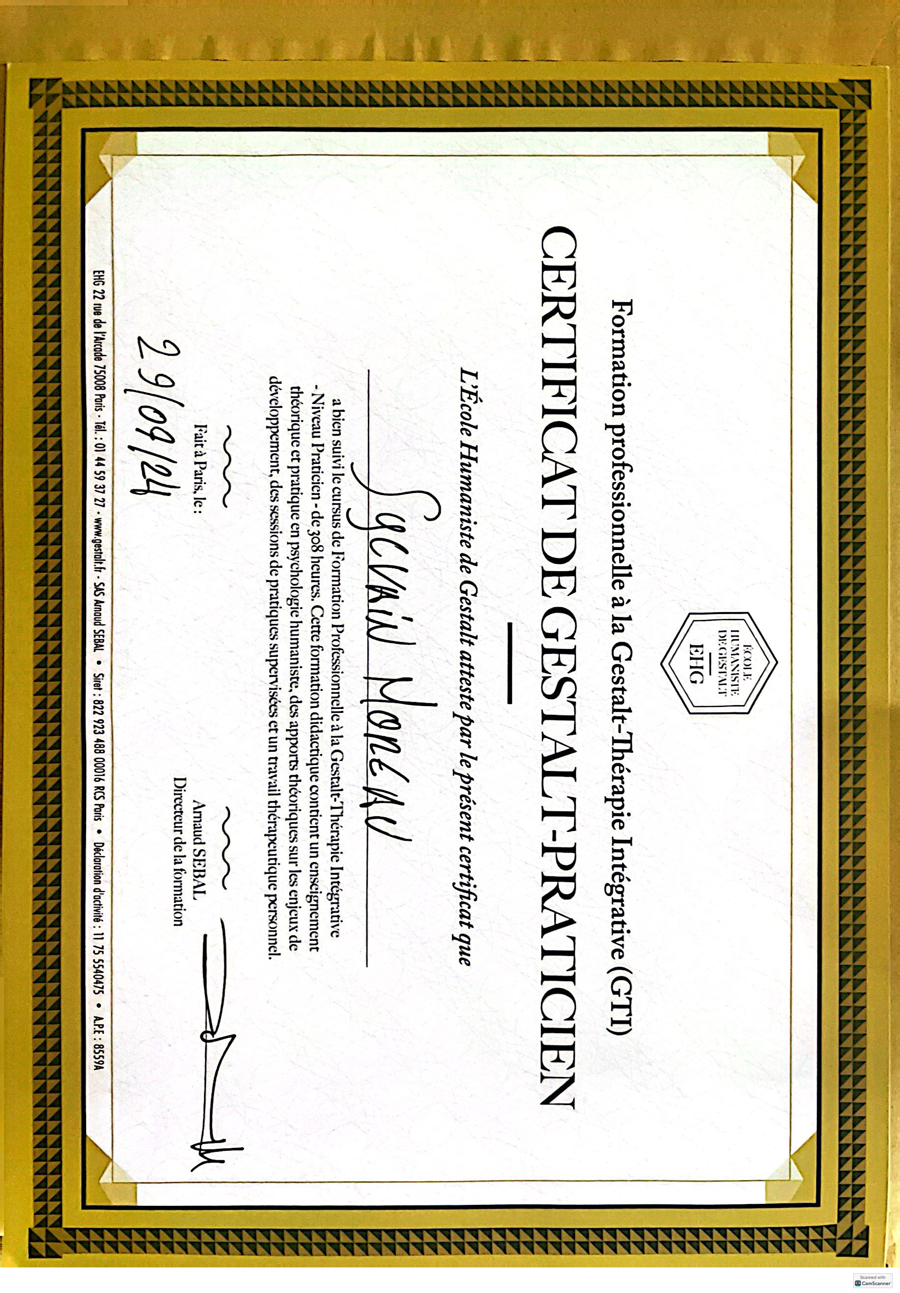 photo diplome Sylvain Moreau