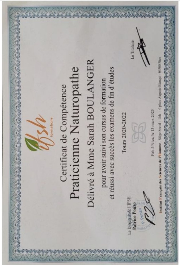 photo diplome Sarah BOULANGER