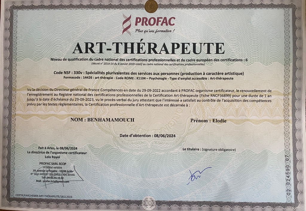 photo diplome Benhamamouch Élodie