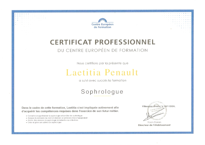 photo diplome Laëtitia Penault