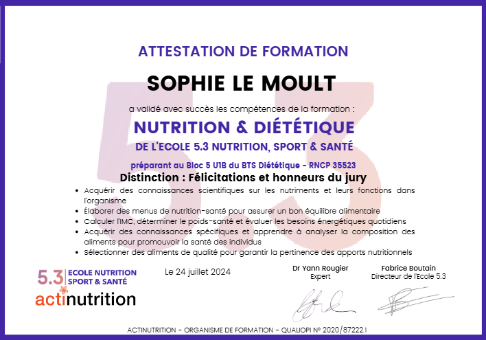 photo diplome Sophie Le Moult