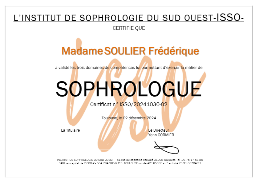 photo diplome FREDERIQUE SOULIER