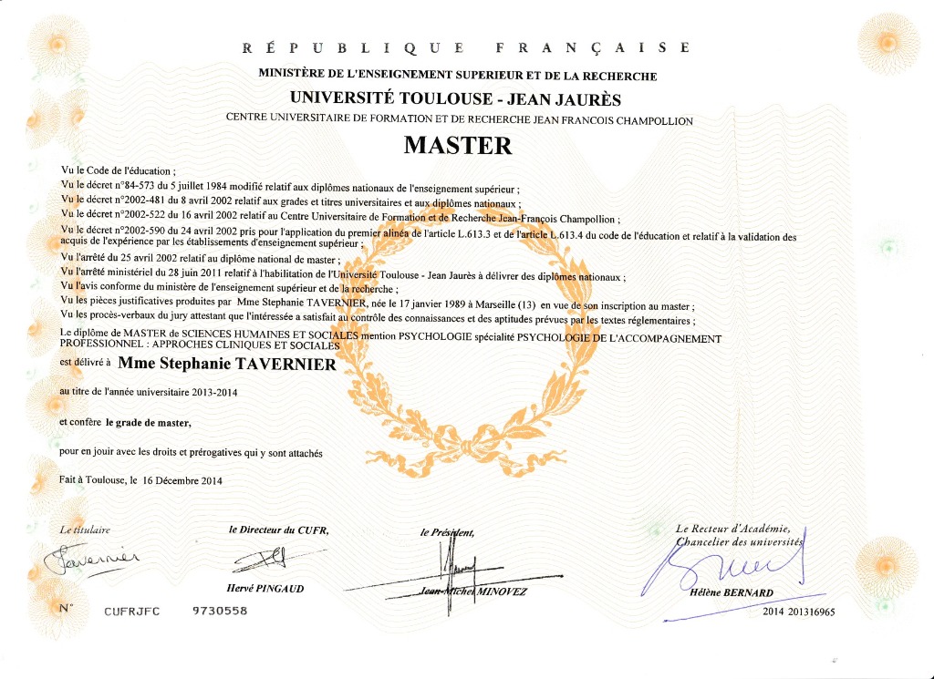 photo diplome Stéphanie Tavernier
