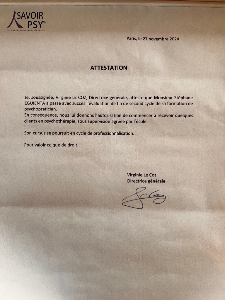 photo diplome Stéphane EGUIENTA