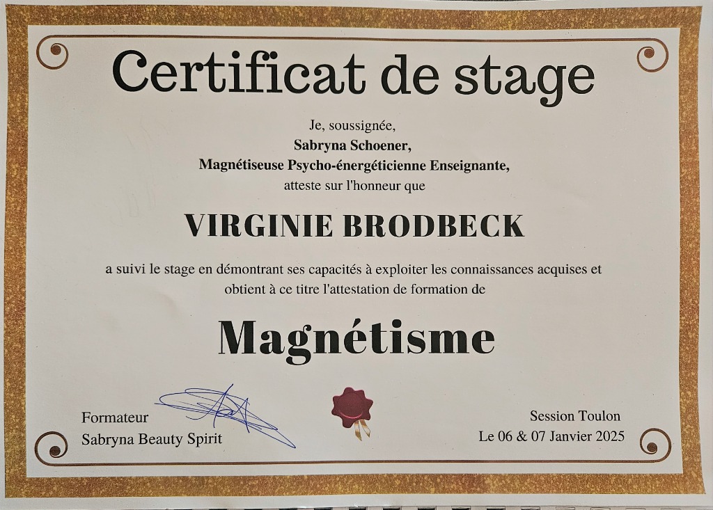 photo diplome Fajuti bien-être et énergétique 