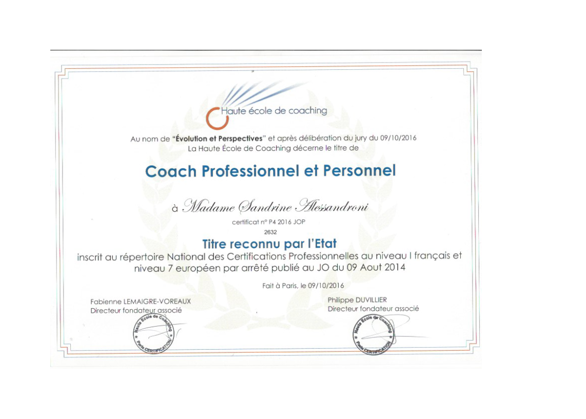 photo diplome Sandrine Alessandroni