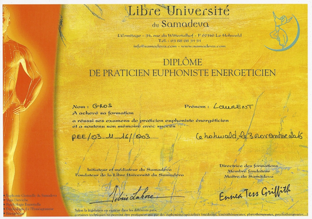 photo diplome Laurent Gros