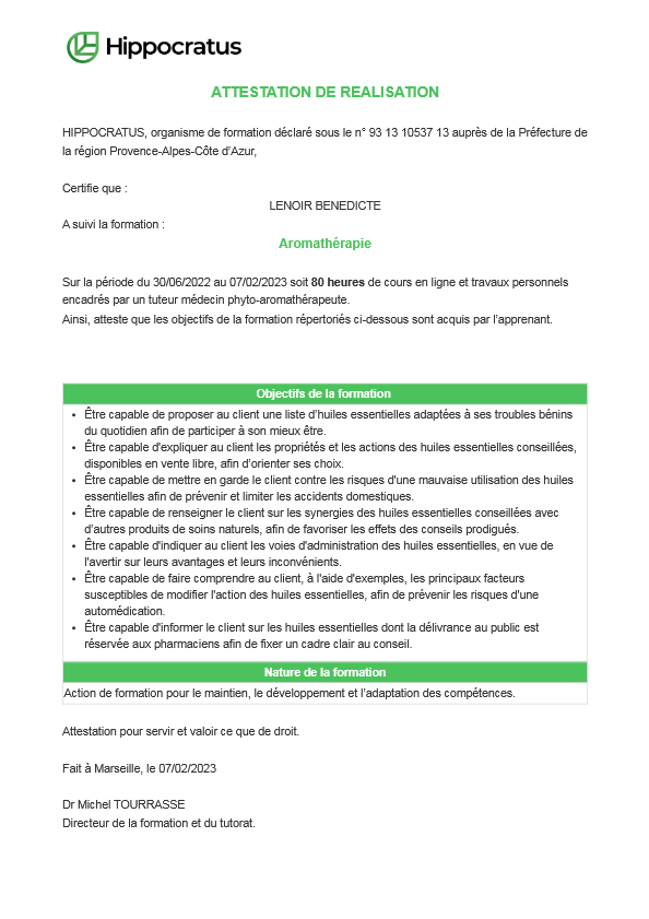 photo diplome Bénédicte Lenoir